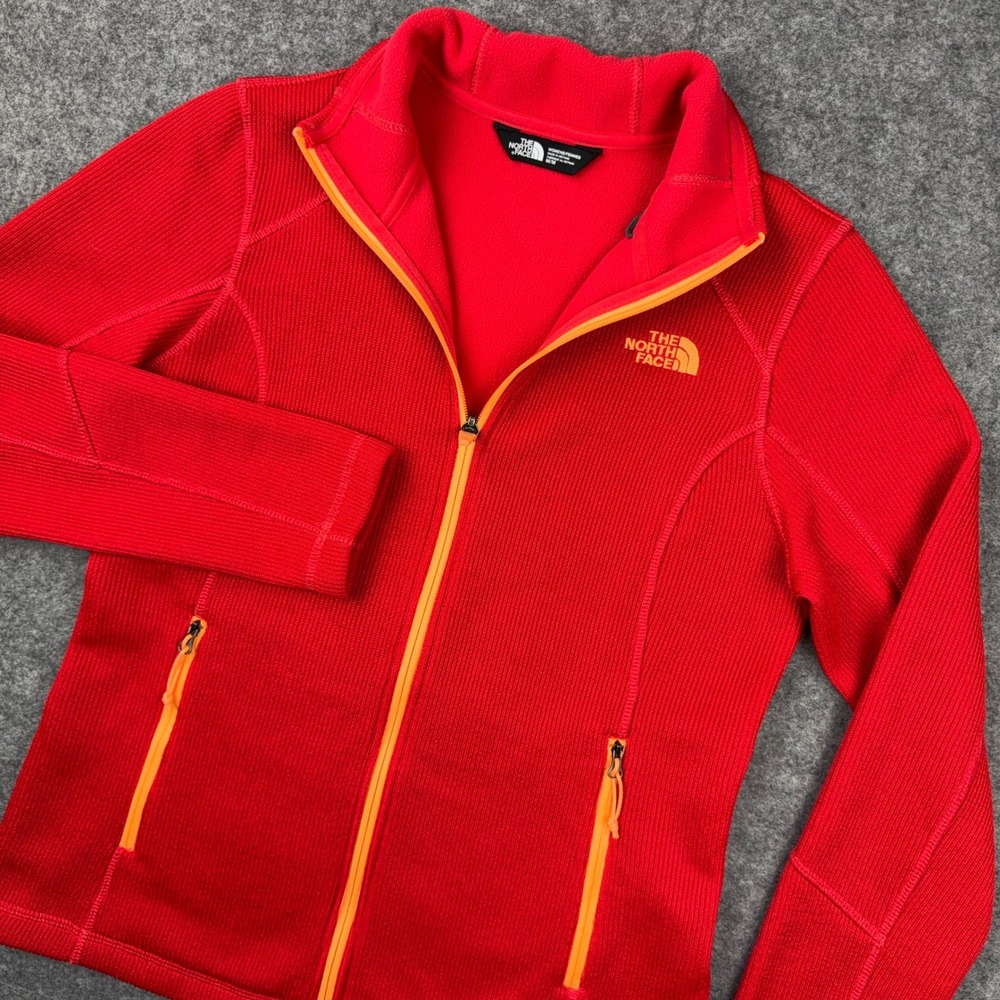 The North Face Jacket Womens M Red Krestwood Heavyweight Rib Knit Sweater Fleece